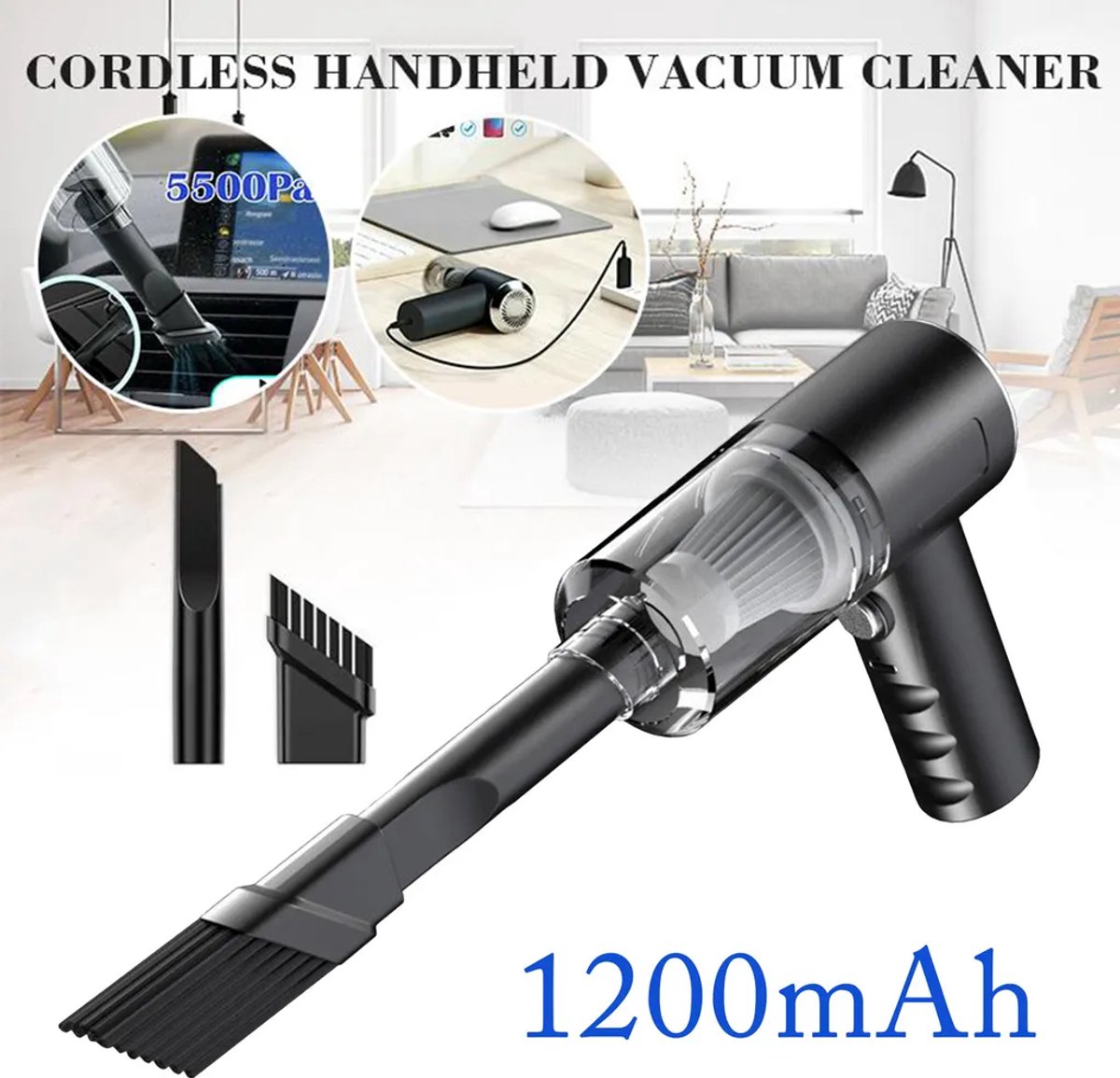 Zouma Draadloze Kruimeldief met Krachtige Zuigkracht - afbeelding 2