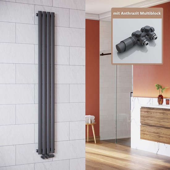 Design Radiator Laag Verticale Design Radiator Antraciet 180x23.6 cm - Enkele Laag met ...