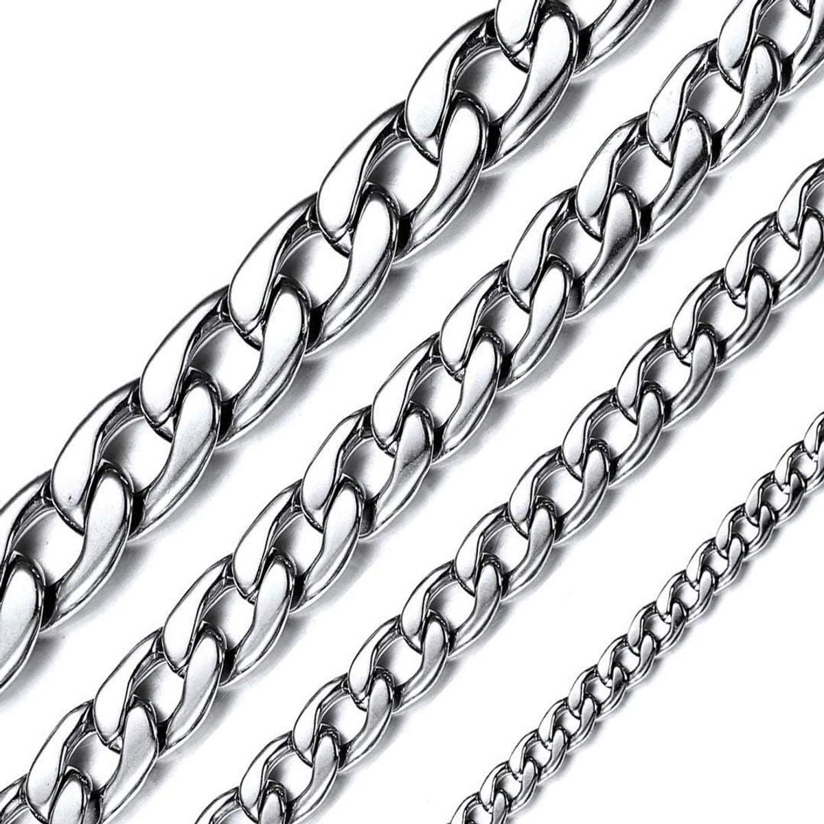 Cuban Link Ketting voor Mannen en Vrouwen - Roestvrij Staal, Hip Hop Stijl, Diverse Kleuren en Lengtes