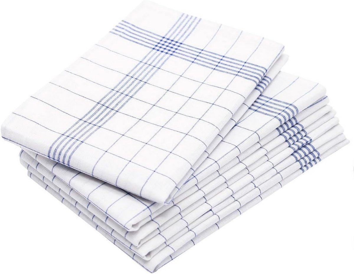 Set van 5 stijlvolle theedoeken 50x70 cm - Halflinnen, blauw
