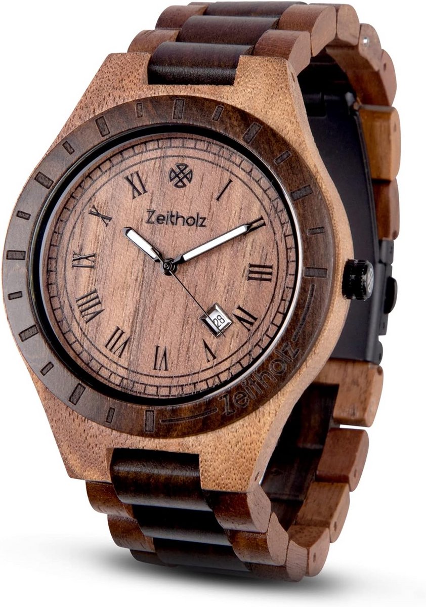 Analoge Houten Herenhorloge met Verstelbare Band - Lichtgewicht en Echt Hout