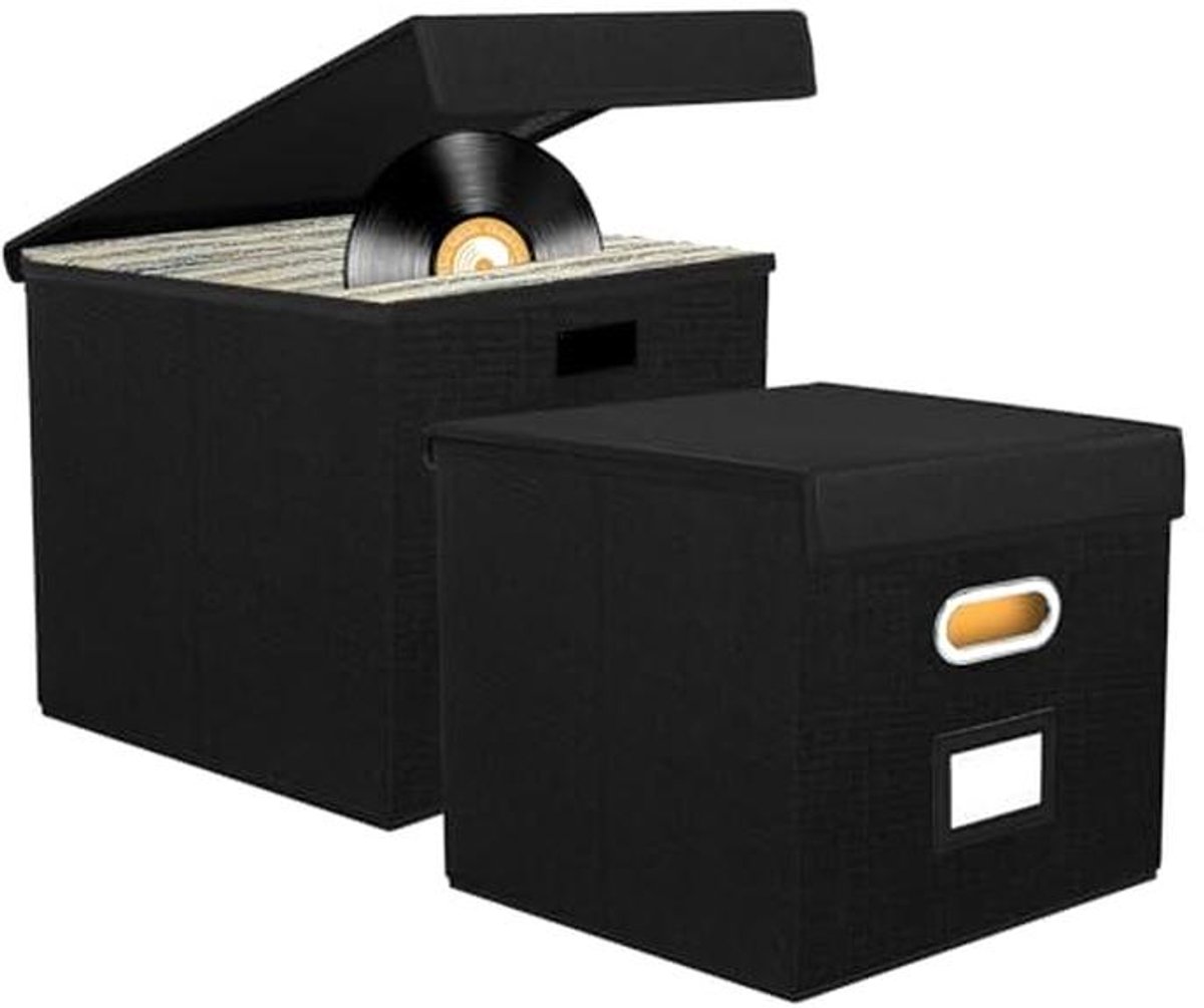 Opvouwbare en Stapelbare Vinyl Platenopbergdozen voor 90+ LP’s en CD’s - 2 Stuks