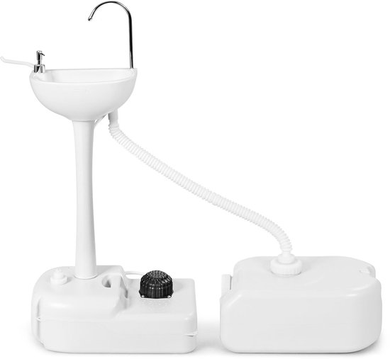 COSTWAY Lavabo de camping portable, lavabo à main avec réservoir d'eau de 17 litres, roues, porte-serviettes, distributeur de savon liquide et pompe à pied, pour camping, festival, jardin, fête outdoor