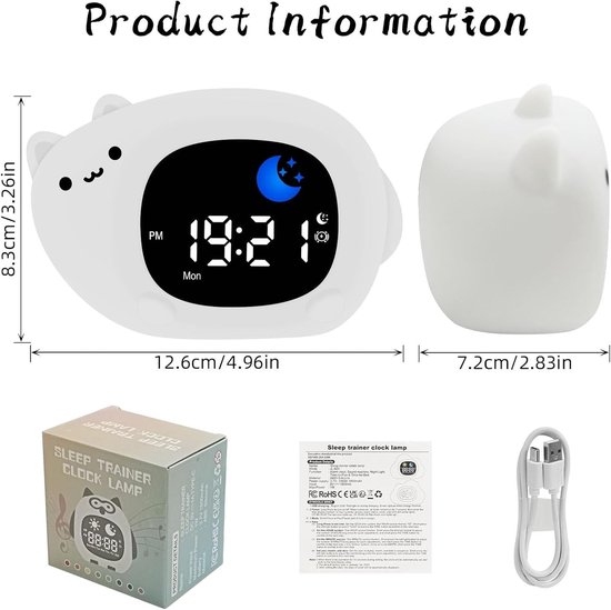 MRSCOZ Slaaptrainingsklok – Kinderwekker Met Nachtlampje, Zon/Maan Display & Dutjestimer (Bluetooth)