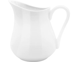Unyqoos® Elegant keramisch melkkannetje met tuit voor veelzijdig gebruik thuis en horeca, 450 ml, Porselein, Wit