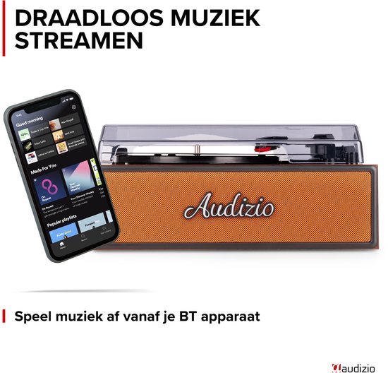 Retro platenspeler - Audizio Reno - Bluetooth platenspeler - LP speler met auto-stop - Koper — afbeelding 4