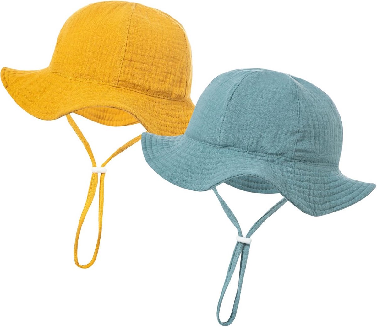 Baby Zonnehoed UV-bescherming met Verstelbare Kinriem - 2 Stuks voor Jongens en Meisjes