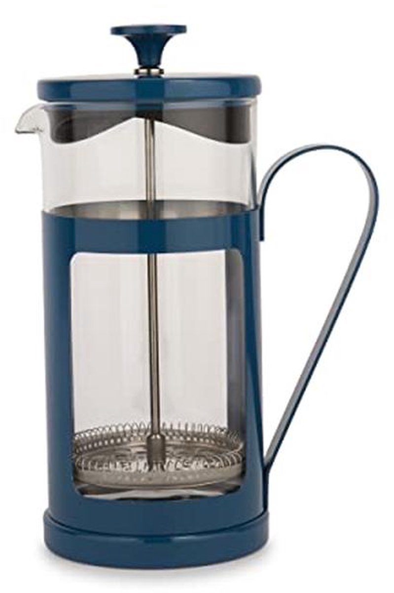 Cafetière roestvrij staal blauw voor 8 kopjes in geschenkdoos
