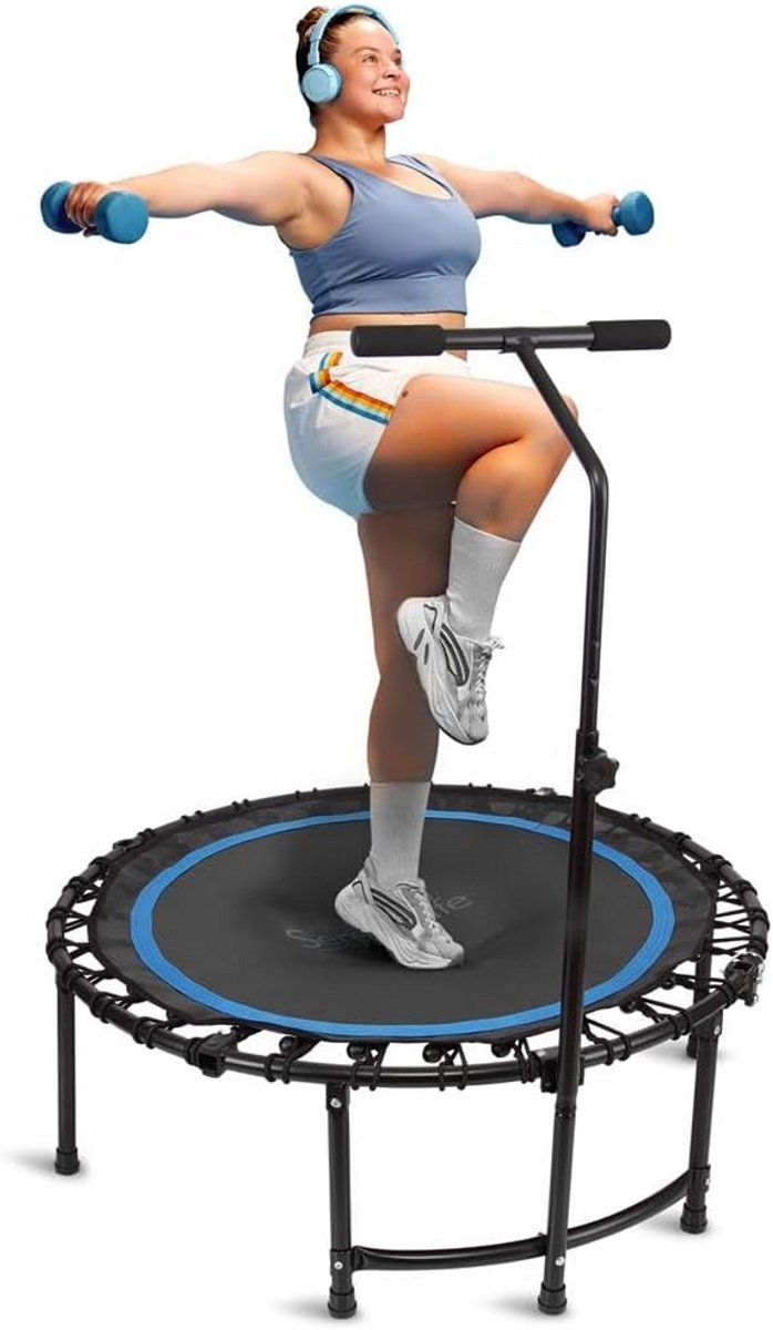 Fitness Mini Trampoline met Handgreep - 35.4 Inch Indoor en Outdoor Springtoestel voor Volwassenen
