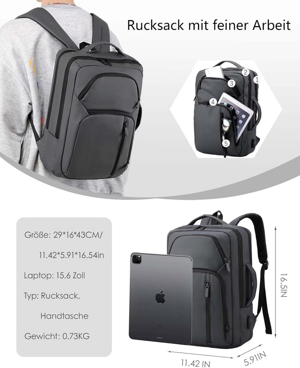 Laptoprugzak 17 inch met USB-oplaadpoort - Waterafstotend en Antidiefstal