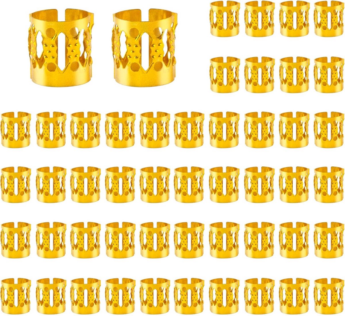 50x Verstelbare Haar Sieraden Goud - Aluminium Accessoires voor Dreadlocks en Vlechten