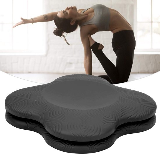 2 Stuks Yoga Kniebeschermer Mat - Yogamatten - yogamat - Yoga Knie Kussens - Sport Balans Kussen - Antislip Yogamatten - Knee Pads - Kniestukken - Kniemat - Sportmat - Fitness - 20×20×2cm - zwart — afbeelding 2