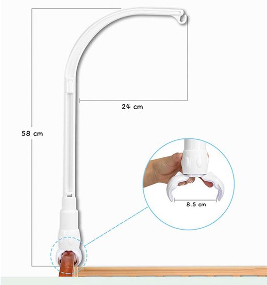 Ophangstang Voor Babybedje - Bebedhouder Voor Mobiel - Verstelbare Arm Voor Kinderkamer (Speelgoed Niet Inbegrepen) — afbeelding 4