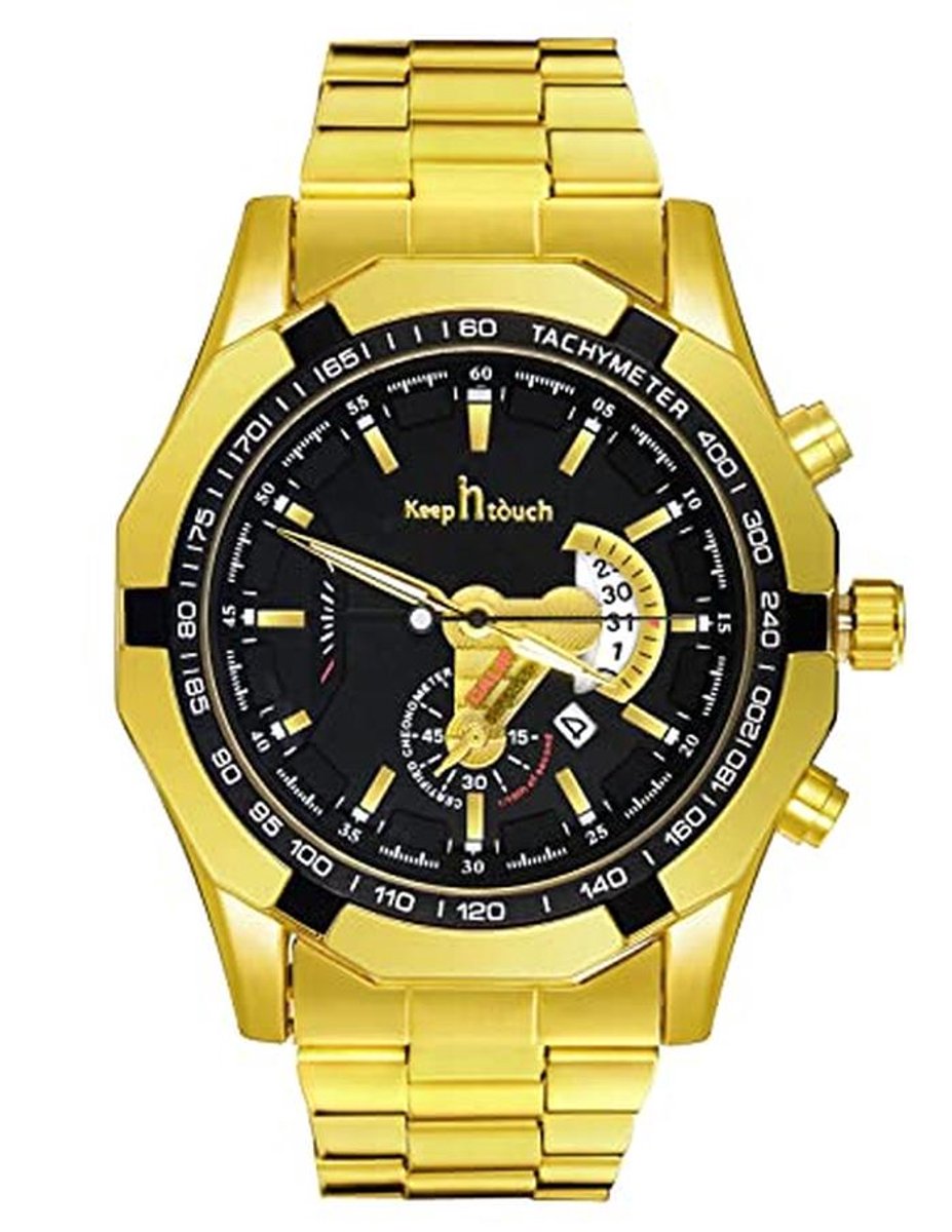 Heren Quartz Horloge - Klassiek en Casual, Ronde Analoge Wijzerplaat, RVS Strop, Goud