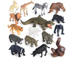 16 Stuks Dierenfiguren Set: Jungle, Safari & Bos Dieren Speelgoed voor Kinderen