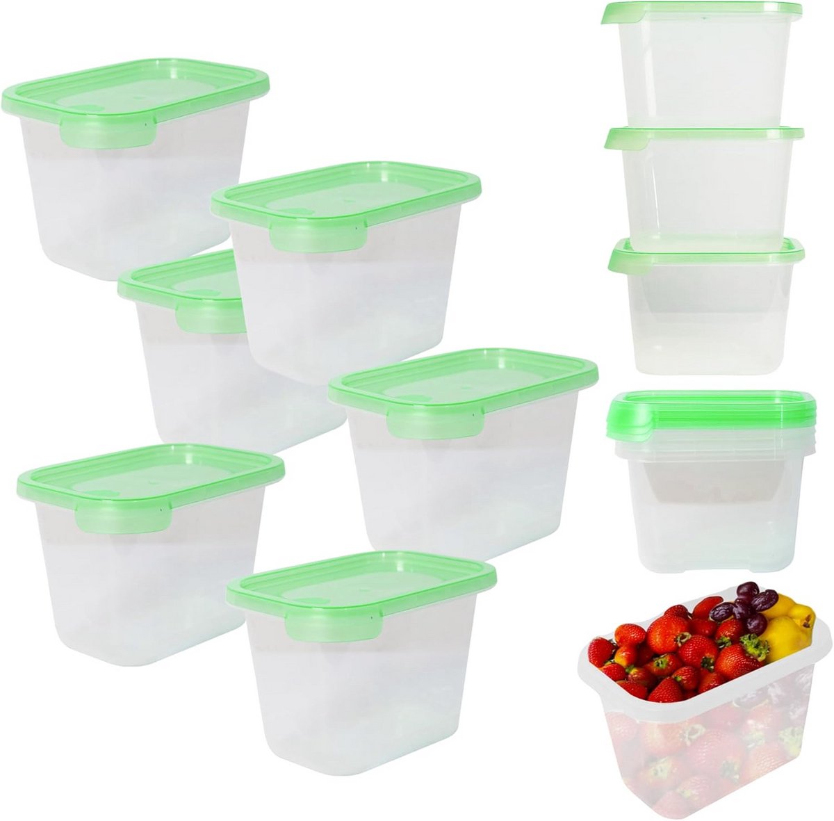 Set van 6 Luchtdichte Vershouddozen XL (1000 ml) - Magnetron- & Vaatwasserbestendig