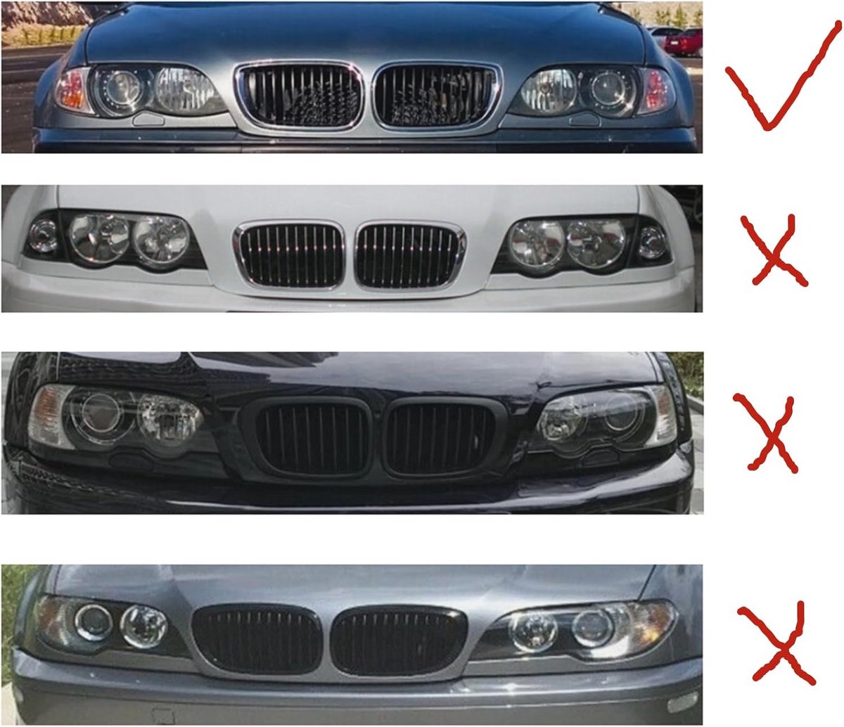 Nierrooster Grill Glanzend Zwart voor BMW E90 3-Series Sedan 2005-2008