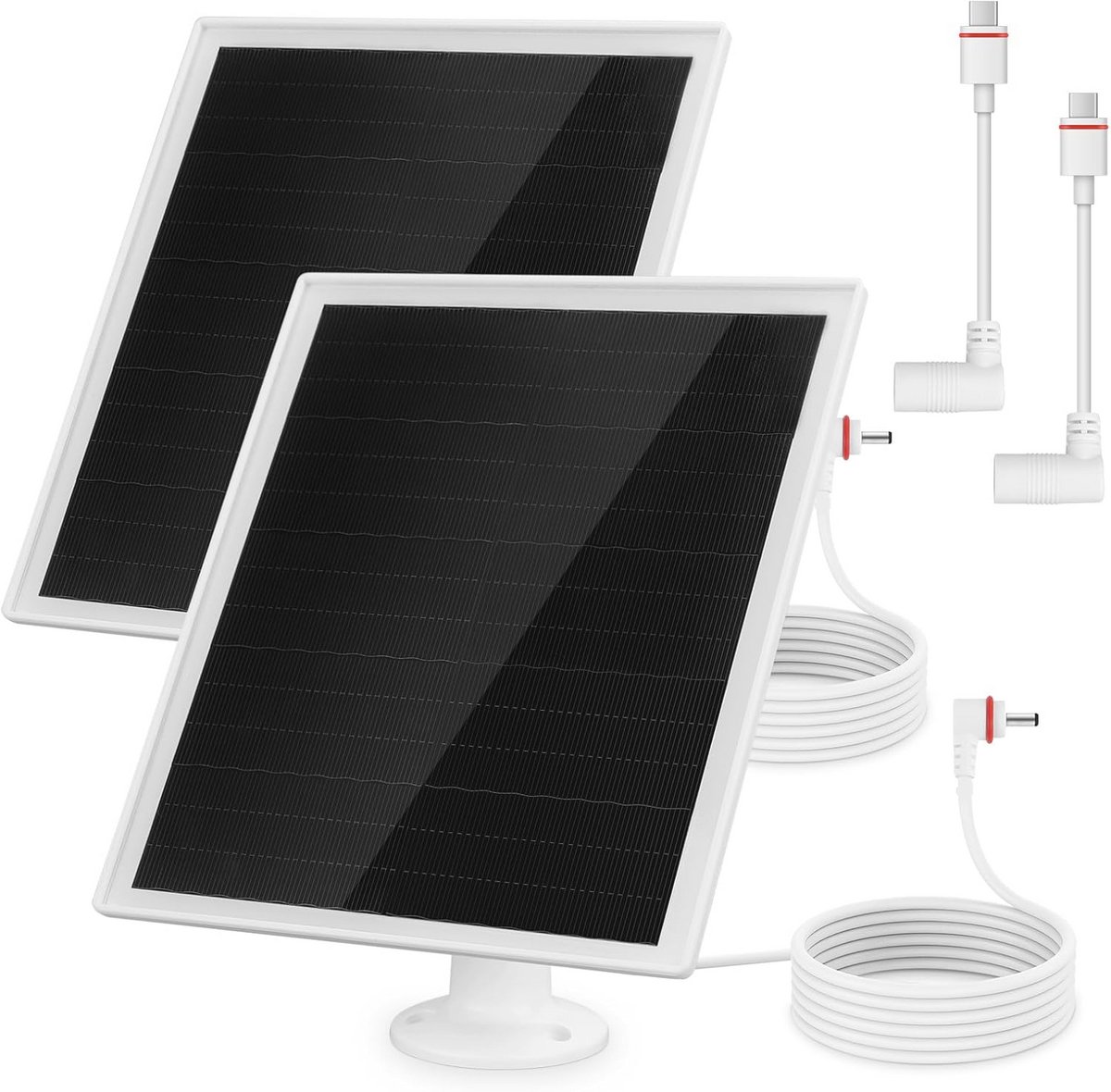 Zonnepaneel 6 W voor bewakingscamera's, 360° instelbaar en IP66 waterdicht, monokristallijn met 9,8 m kabel, 2 stuks