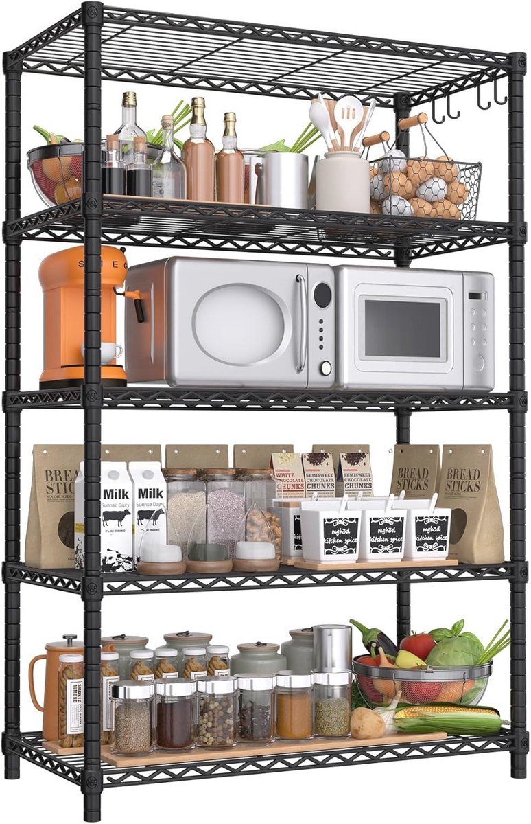 Verstelbare Heavy Duty Draad Opslag Planken - 5 Laags Keuken en Badkamer Organizer