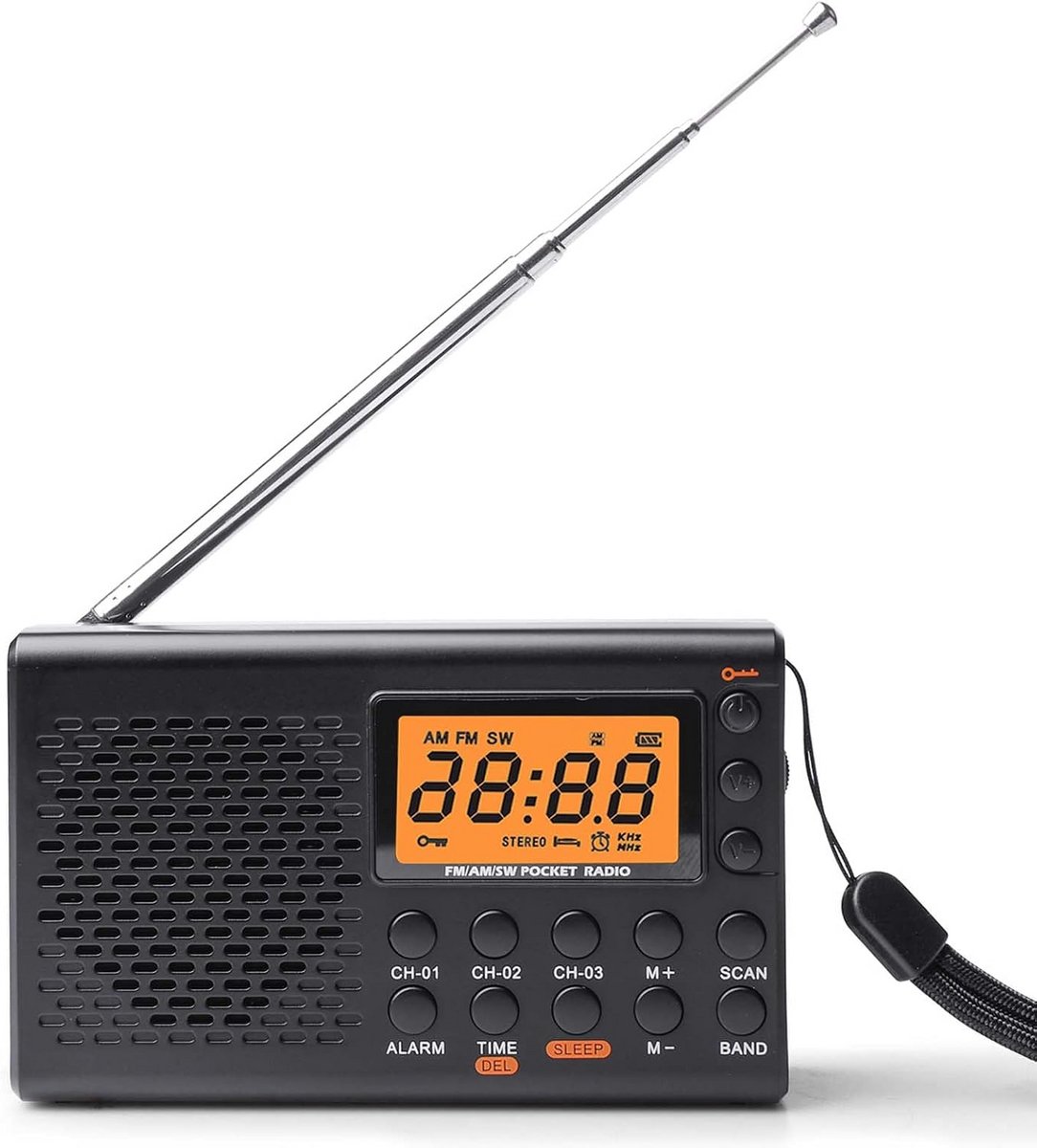 Draagbare Radio met Hoofdtelefoon AM FM SW voor Keuken en Camping