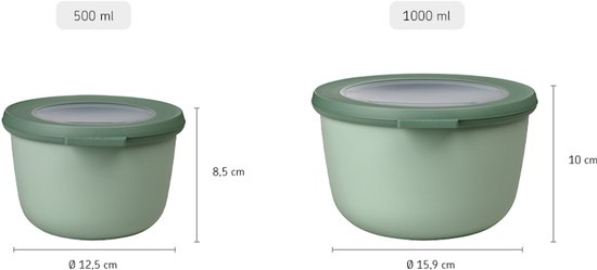 Mepal – Multi bol Cirqula environ 500 ml – Mag être mis au congélateur, au micro-ondes et au lave-vaisselle – Sauge nordique – Convient comme récipient de préparation de repas, récipient frais, boîte de rangement