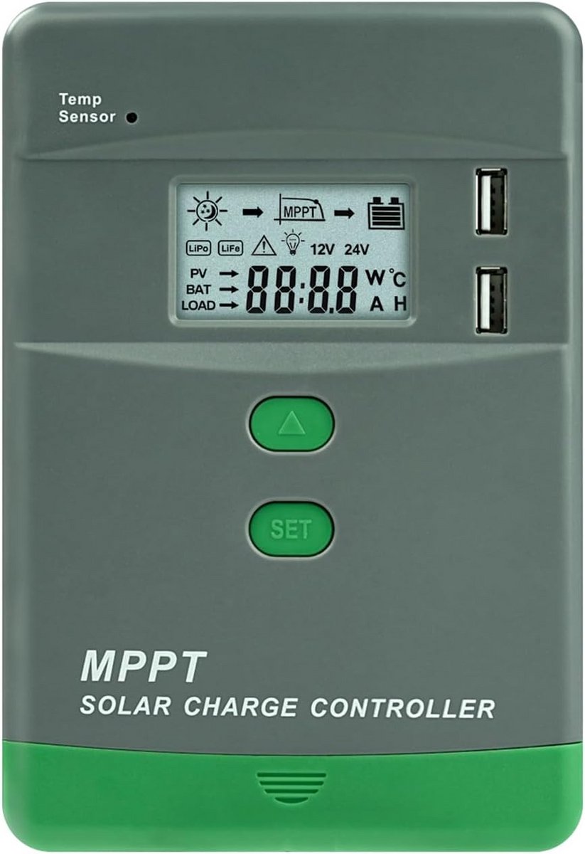 MPPT Solar Laadregelaar 12V/24V 20A met LCD Display en Bluetooth