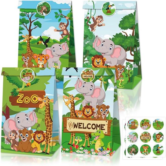 30 Stuks Kraftpapieren Zakjes Met Stickers - Bruin Cadeauzakjes Voor Kerstmis, Bruiloft, Feest, Kinderverjaardag, Valentijnsdag - 24 x 13 cm