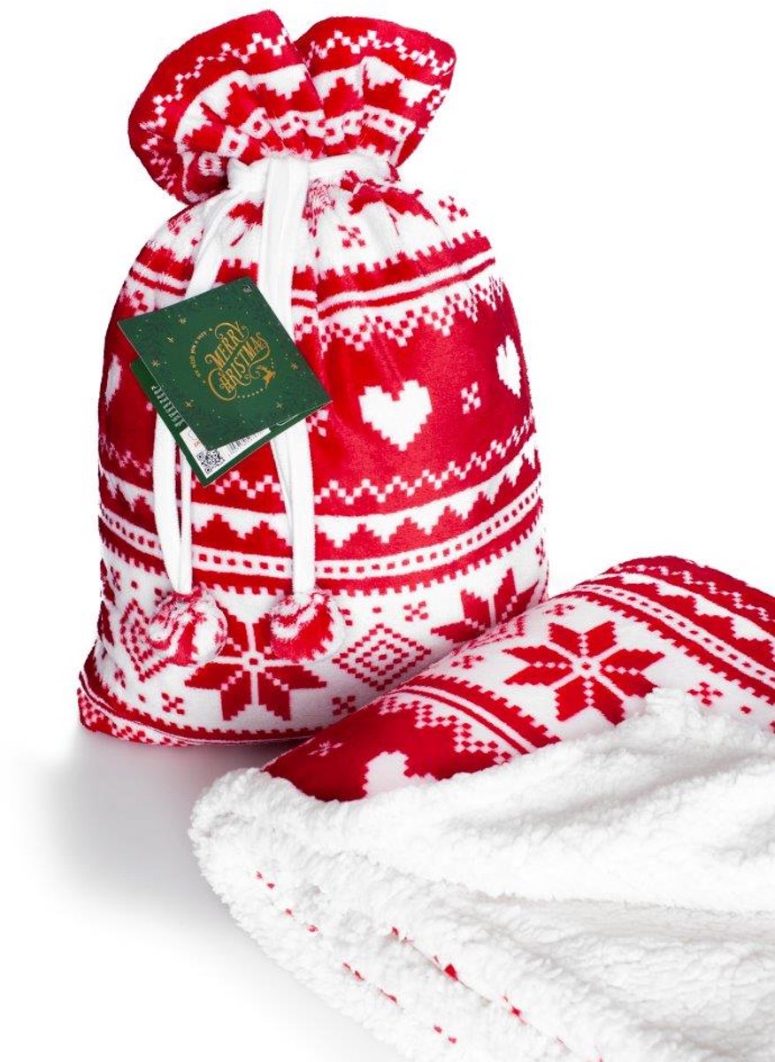 Kerst Fleeceplaid 150x200 Duurzaam Hoogwaardige Deken Velboa voorkant Sherpa achterkant Feestelijk
