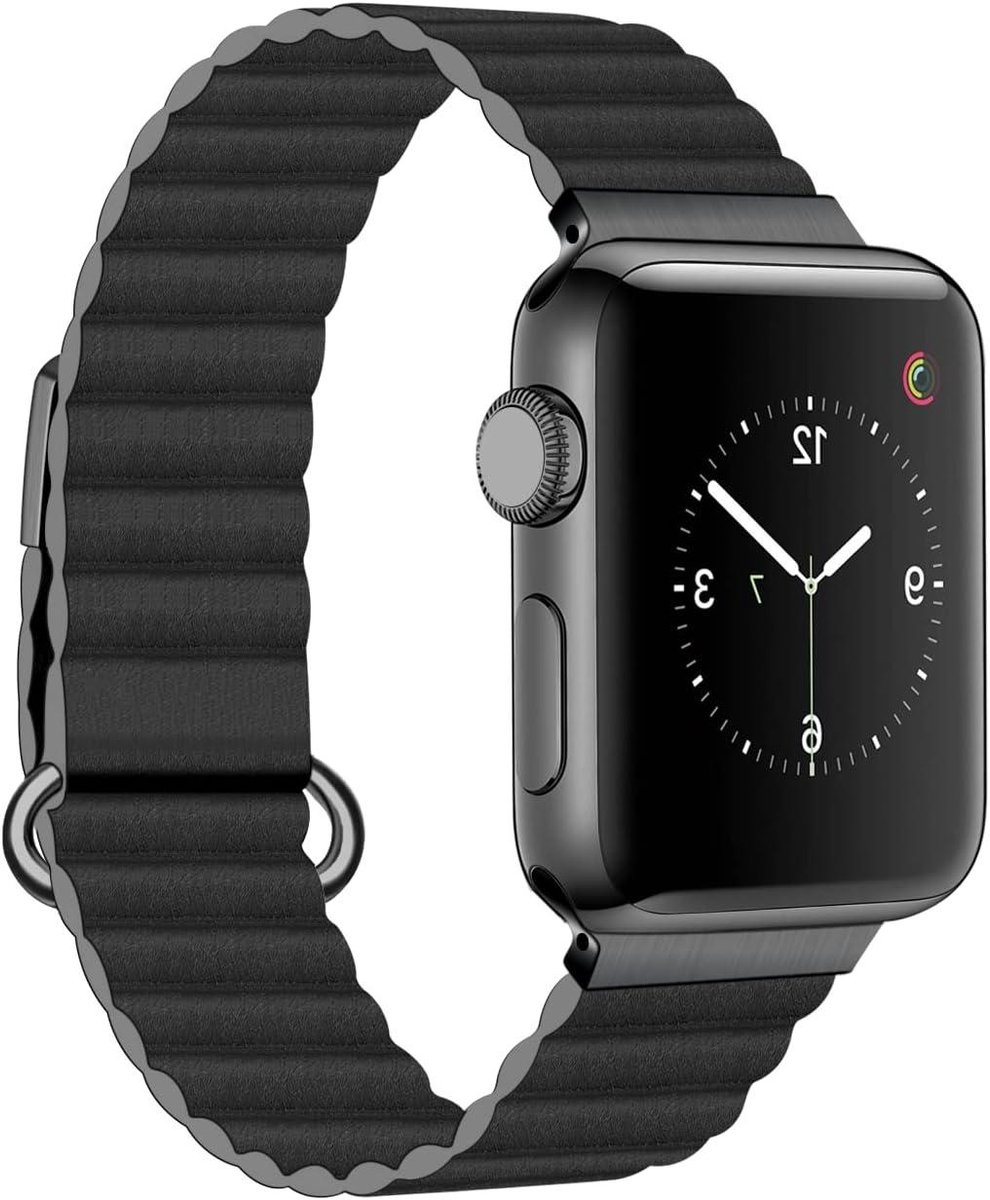 Ronte - Lederen Armband met Magneetsluiting compatibel met Apple Watch Series 8-7-6-5-4-3-2-1-SE - Unisex Modeaccessoire 38mm-40mm-41mm