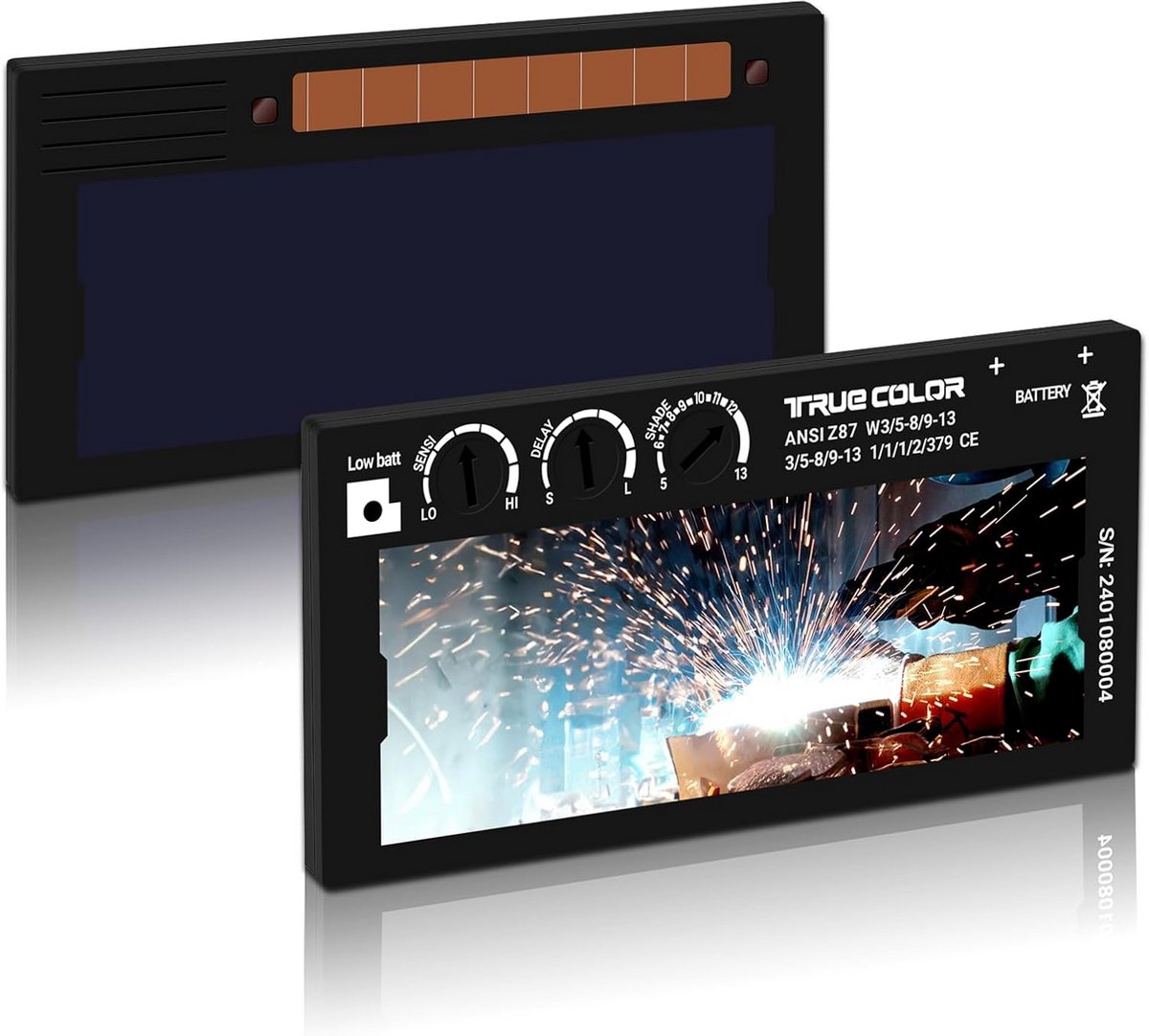 Automatische Verduistering Laslens 2 x 4-1/4 inch - Variabele Schaduw 5-13 - HD Wereld Kleur - Zonne-energie - Pannenkoek en Pijpleiding