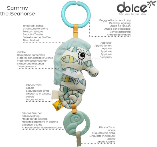 Dolce Toys speelgoed Ocean activiteitenhanger - Zeepaardje Sammy van Dolce — afbeelding 2