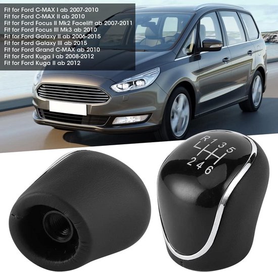 Shift Knob voor 6-Versnellingsbak - Leer & Plastic - Non-Slip - Geschikt voor Ford Focus, C-MAX, Galaxy, Kuga — afbeelding 4