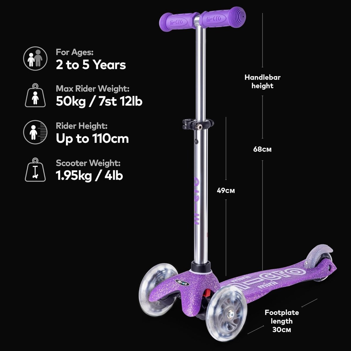 Micro Mini Micro | step / scooter in de kleur paars voor kinderen van 2 tot 6 jaar | max 50 kg thumbnail 6