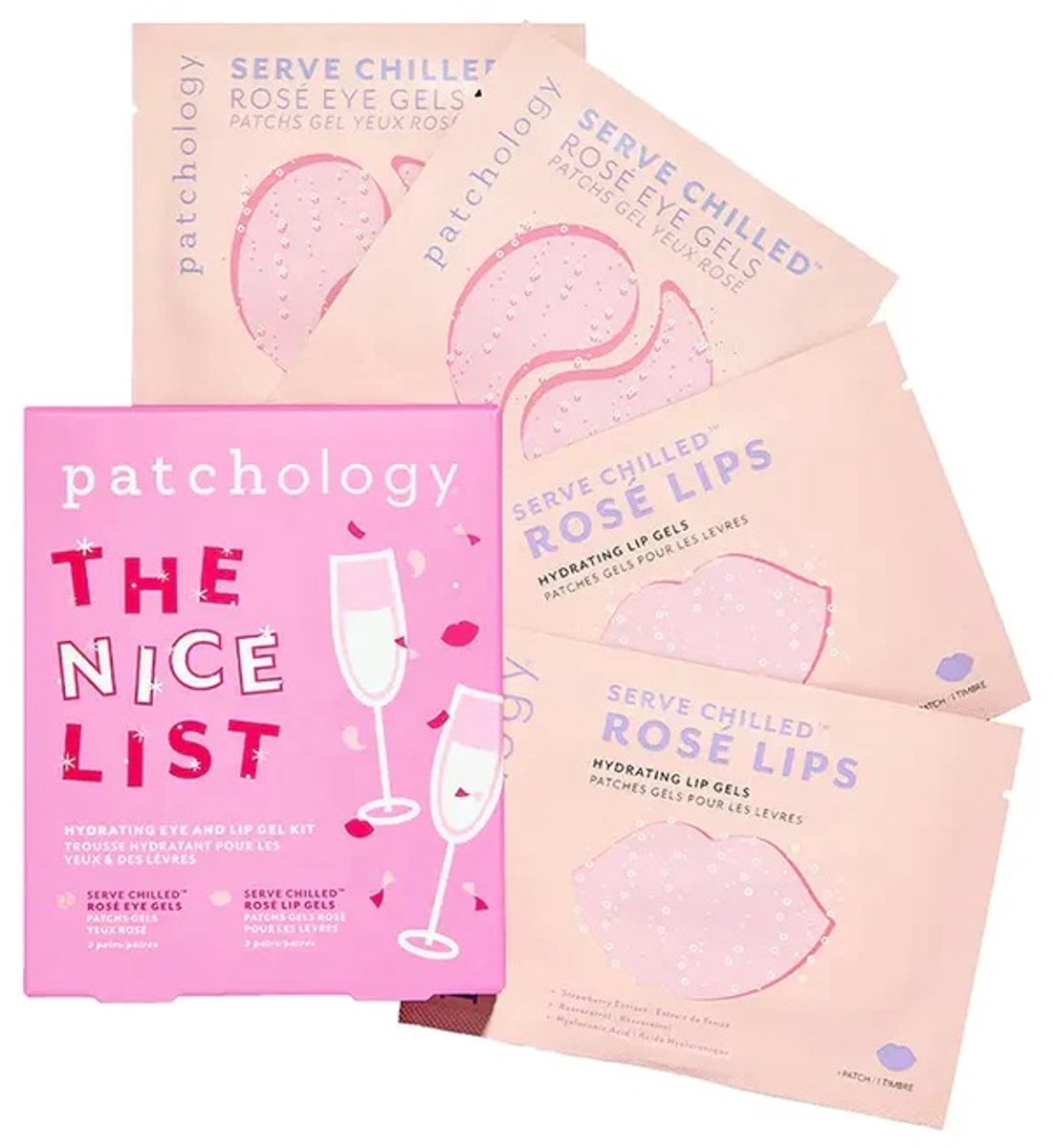 Patchology The Nice List Cadeauset – Limited Edition Set Met Rosé Eye Gels & Rosé Lip Gels – Voor Stralende Ogen & Zachte Lippen – Hydraterend, Verfrissend & Voedend – Perfect Cadeau Voor Beautyliefhebbers
