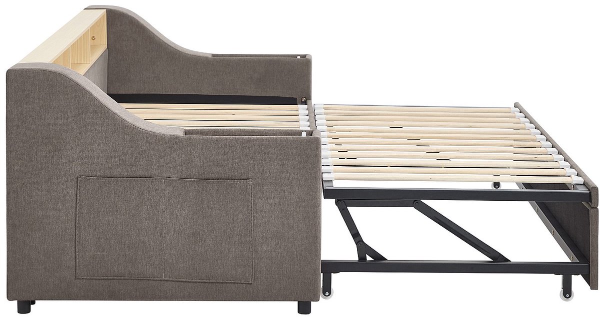 Vente-unique Bedframe stof taupe 2 x 80 x 200 cm