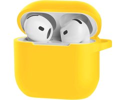 Bescherm je AirPods 4 met onze handige Siliconen Hoes - Geschikt voor Apple AirPods 4 - Met Clip Cover - Geel