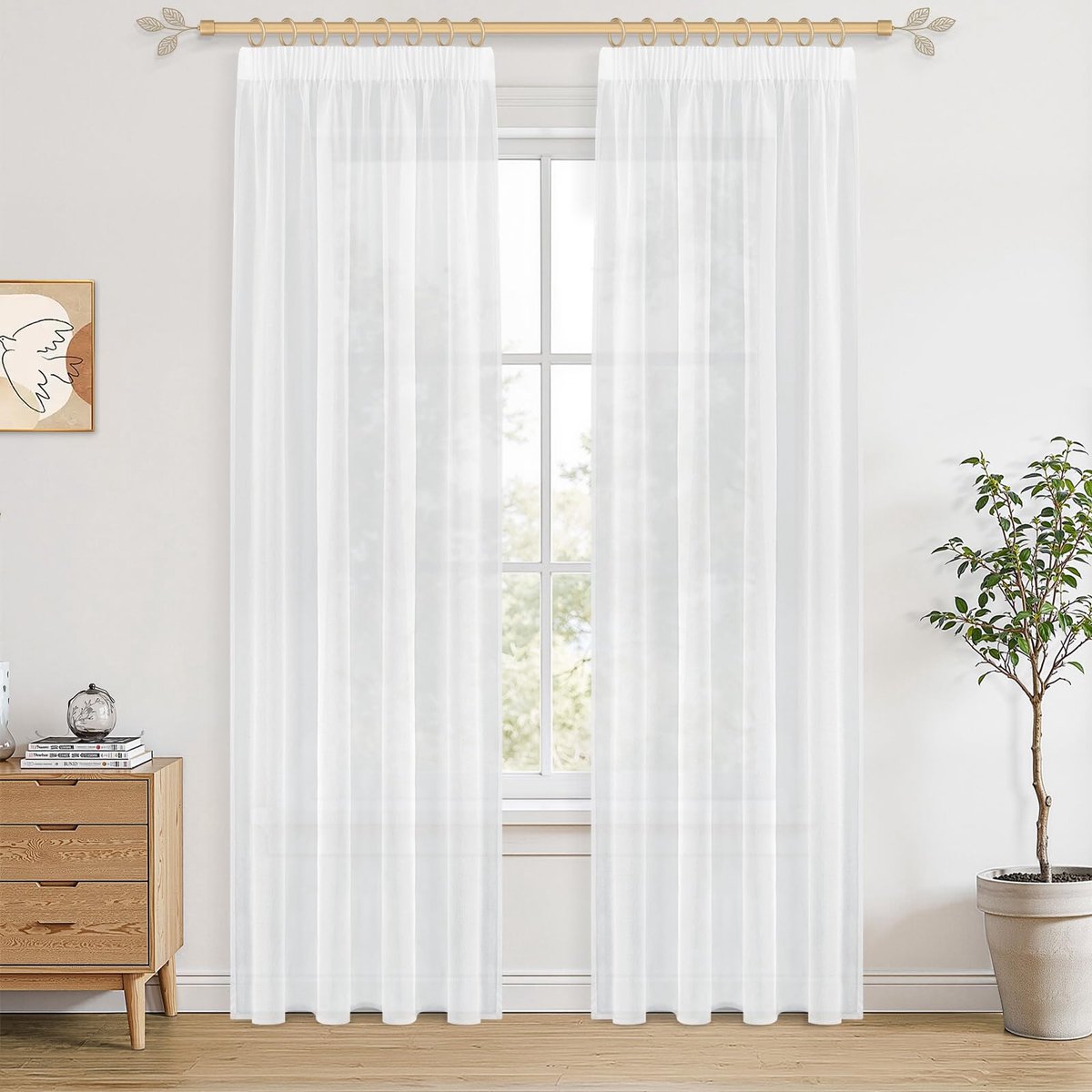 Unyqoos Transparante witte gordijnen met plooiband voor diverse kamers in boho-stijl