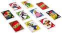 UNO Super Mario speelkaarten met Mario, Luigi, Peach, Toad, Bowser, Waluigi en Donkey Kong.