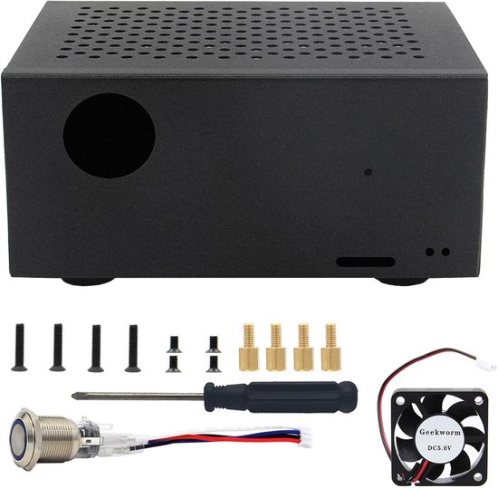 Metalen Behuizing met Actieve Koeling en Stroomonderbreking voor Raspberry Pi 4