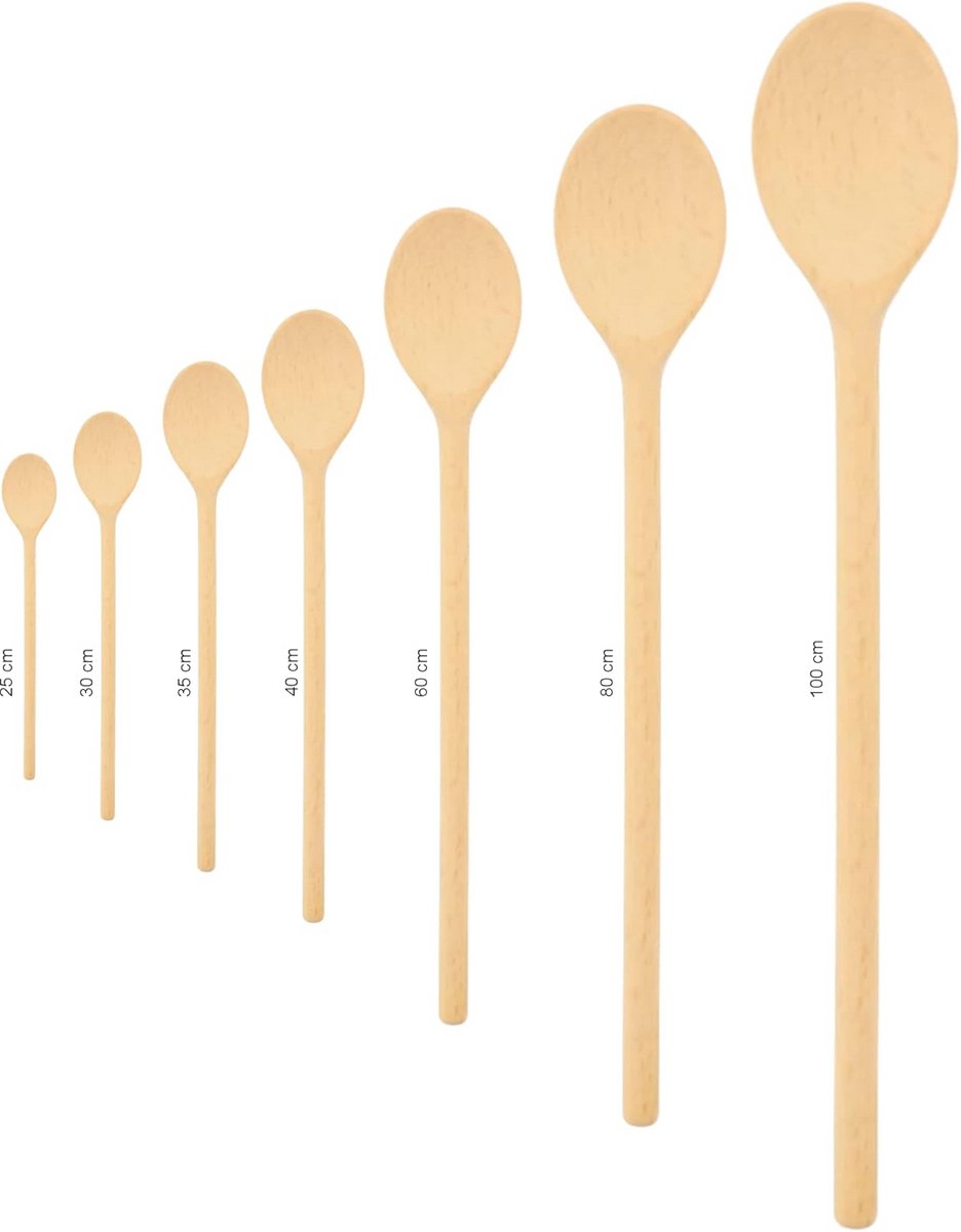 Stevige houten kooklepel ovaal 35 cm - Onbreekbaar voor koken en bakken