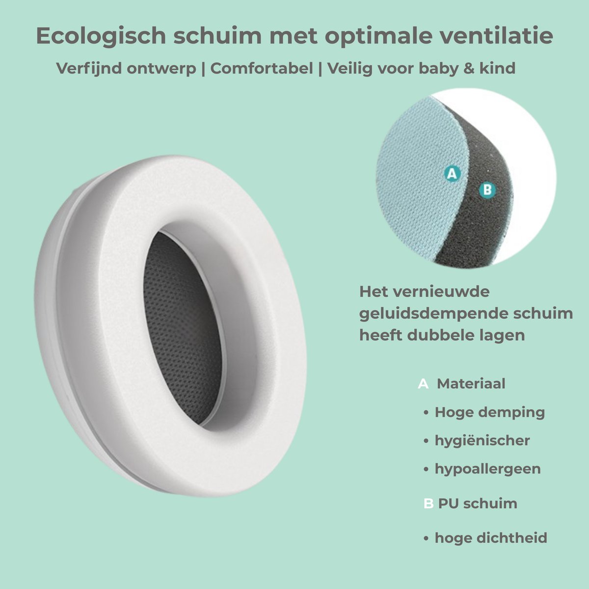 KM Gehoorbescherming baby - gehoorbescherming kind - 0 ‑ 4 jaar – 2 ‑ in ‑ 1 oorkappen – SNR 27 dB – Drukvrije Zachte Babyband – Verstelbare & Comfortabele Oorkappen – Duurzaam - Baby & Peuter- Beige – foto 4