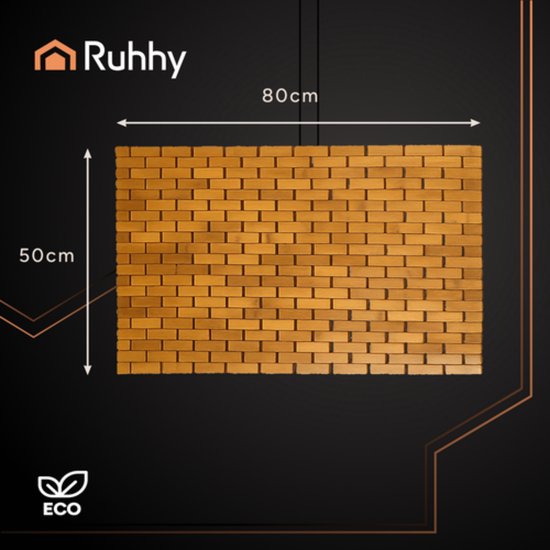 Ruhhy bamboe badmat 80x50 cm – antislip en waterproof