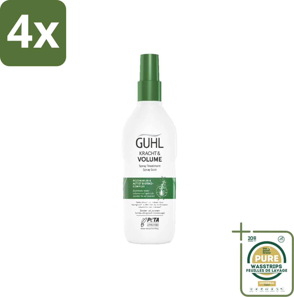 Guhl – Spray Treatment – Kracht & Volume – 150 ml - Voordeelverpakking - 4 stuks - Krachtige haar - Dun haar