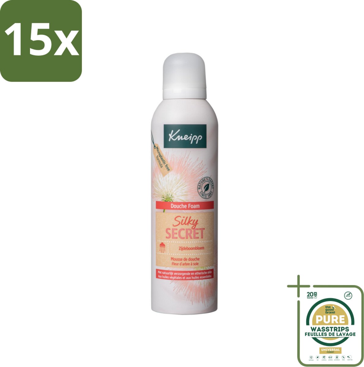 15 x Kneipp - Douche schuim - Silky Secret - Zijdeboombloesem - 200 ml - Grootverpakking - Douche Foam - Zijdeboombloesem - Melkproteïnen - Natuurlijke Verzorging - Gevoelige Huid