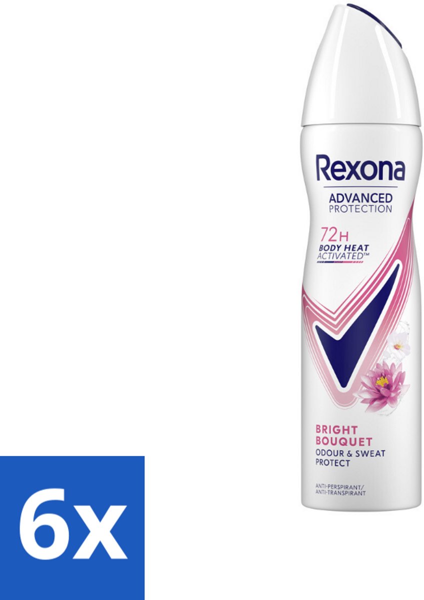 6 x Rexona - Deodorant Spray - Advanced Protection Bright Bouquet - Langdurige Frisheid - 150 ml - Anti-transpirant - Deodorant - Vrouwen - Langdurige Bescherming - 72 Uur