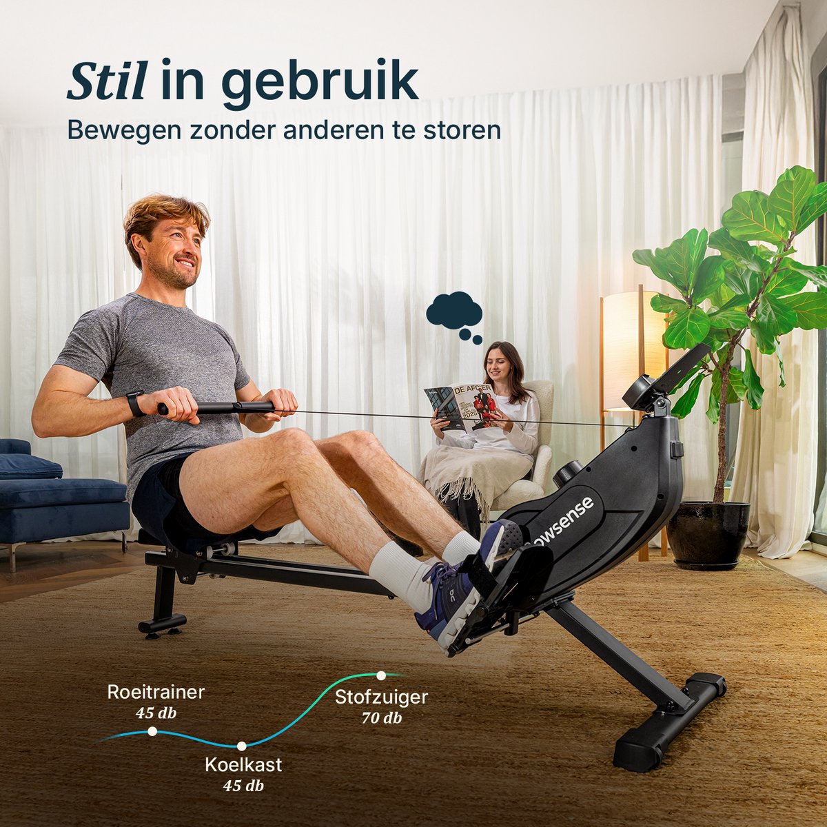 Flowsense Roeimachine Elvora Edge Zwart 16 Weerstandsniveaus - afbeelding 3