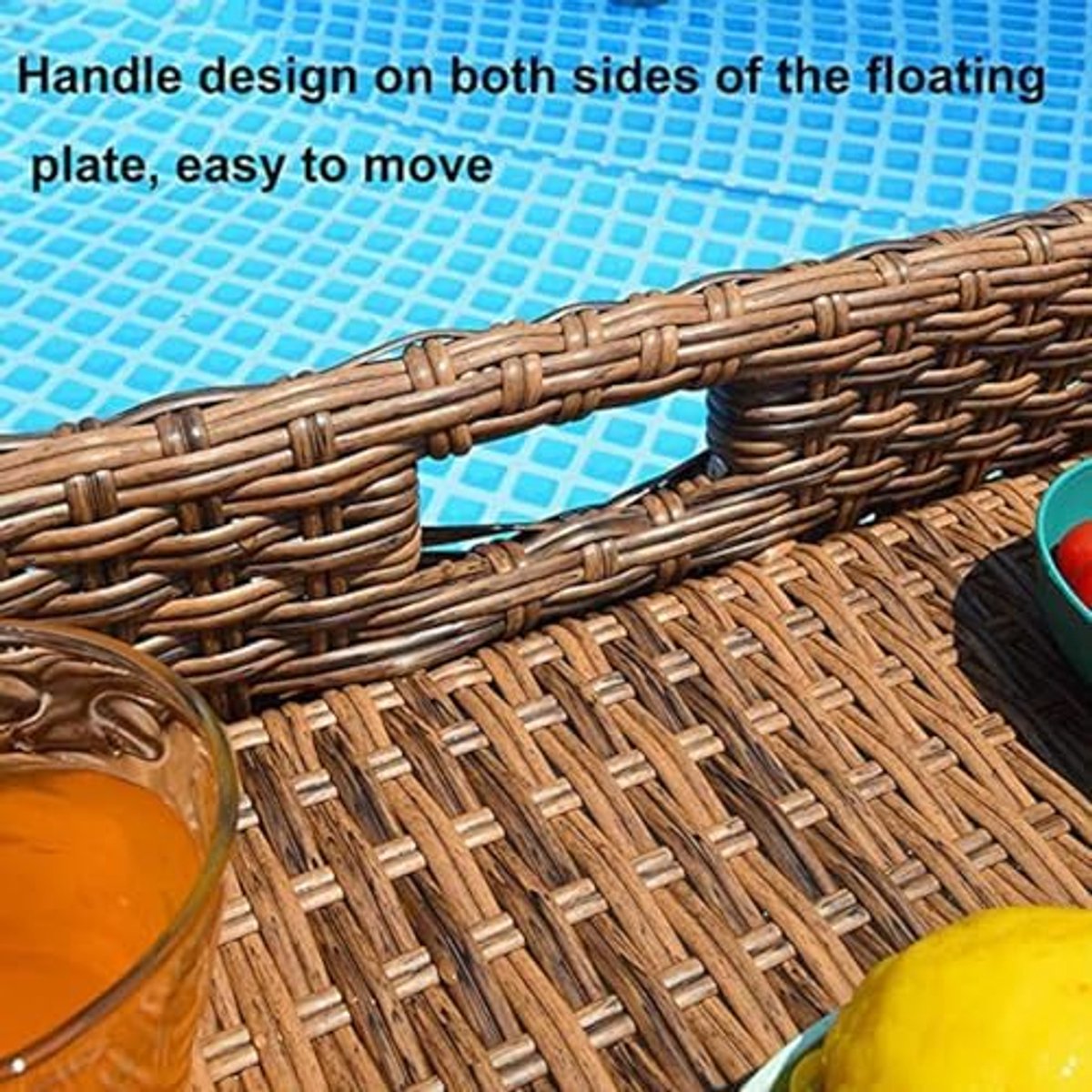 Abrikoos Luxe Drijvende Rattan Servicetafel 60 x 60 x 15 cm - Abrikoos - €950,00