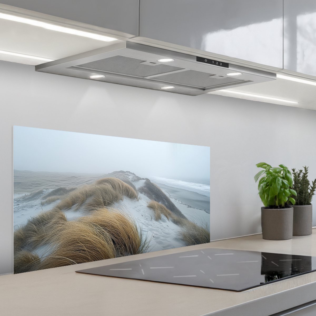 KitchenYeah Spatscherm 80x40 cm Zelfklevende achterwand Duinen Strand Planten Natuur Keuken muurbeschermer Spatwand fornuis