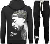 Tupac Trainingspak Hoodie - 2Pac Joggingpak Hoodie Heren - Huispak Heren Volwassenen - 663- Zwart