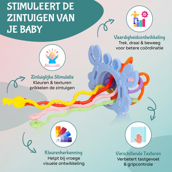 Rooly Bijtketting - Baby Speelgoed - Speelgoed 0 t/m 1 Jaar - Montessori Speelgoed - Bijtring - Sensorisch Speelgoed - Educatief Speelgoed - BPA Vrij van Rooly — afbeelding 4
